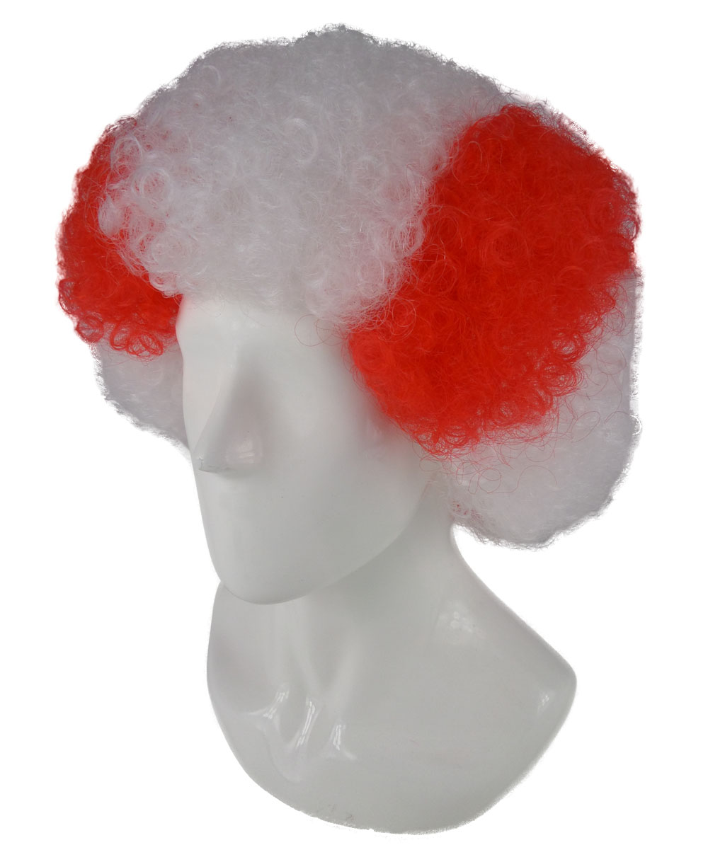 flagwigs, football wigs, fan wigs, afro wigs, mullet wigs, bob wigs, euro wigs,  premier league wigs,Atletico de Madrid Afro Wig