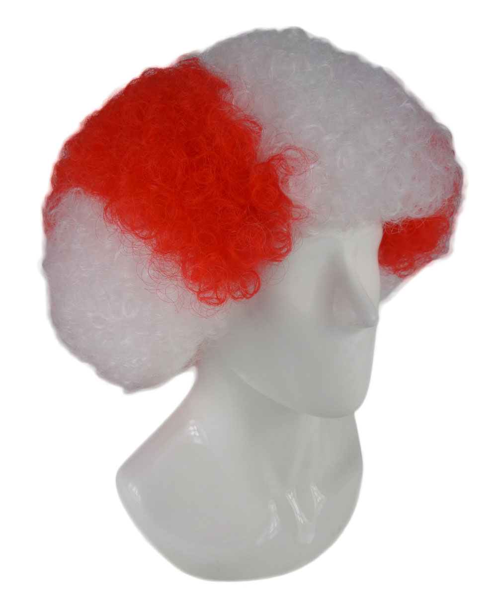 flagwigs, football wigs, fan wigs, afro wigs, mullet wigs, bob wigs, euro wigs,  premier league wigs,Atletico de Madrid Afro Wig